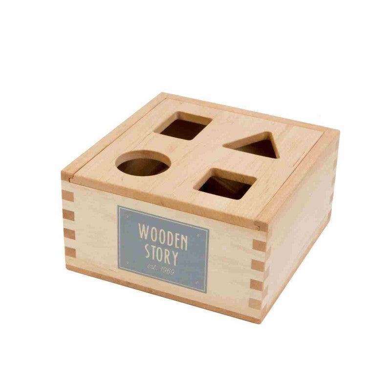 Dřevěná vkládací krabička Wooden Story – třídička tvarů z přírodního dřeva – pohled 3