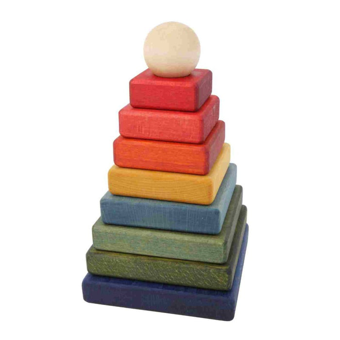 Dřevěná skládací pyramida Wooden Story – hranatá, barevná