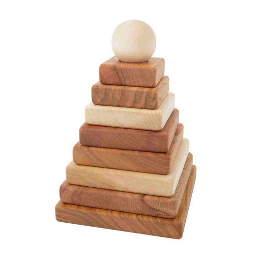 Dřevěná hranatá skládací pyramida Wooden Story v přírodních odstínech dřeva