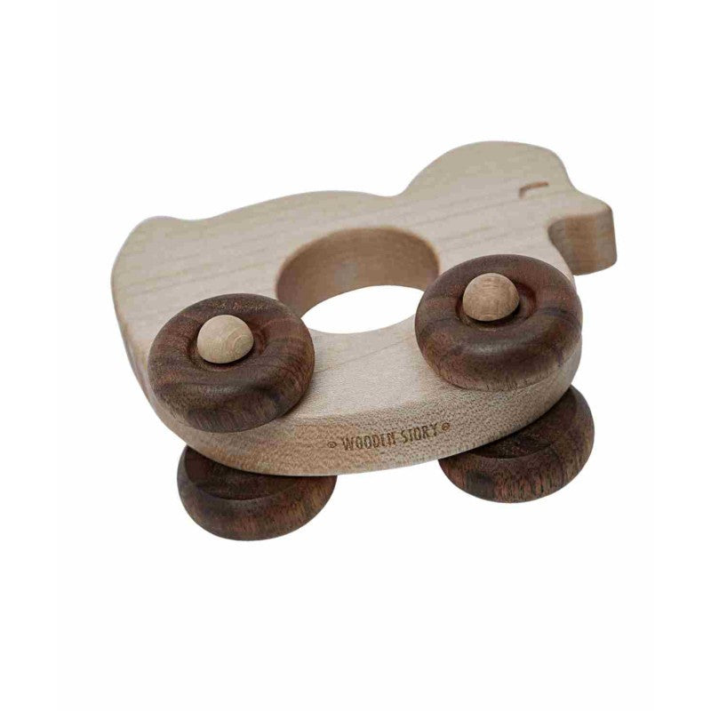 Dřevěná kachnička na kolečkách Wooden Story – pohled 2